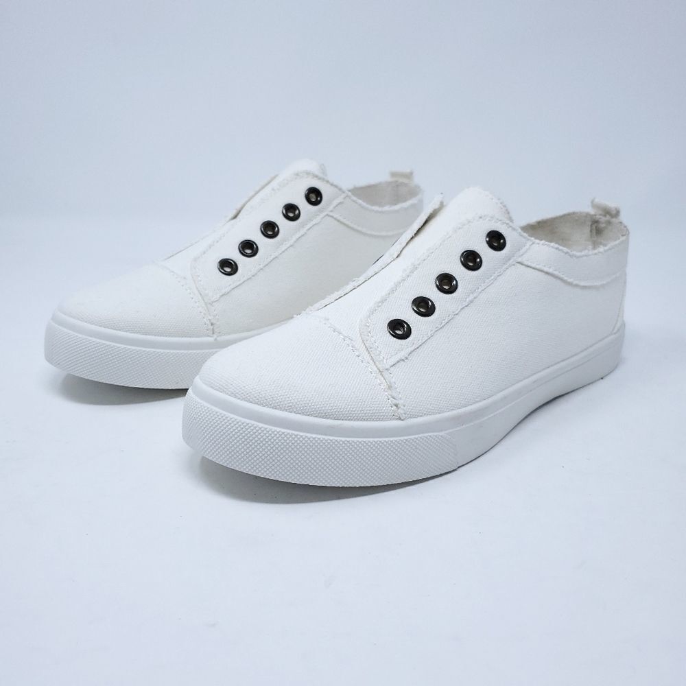 Bamboo Canvas Solid White Sneakers Shoes